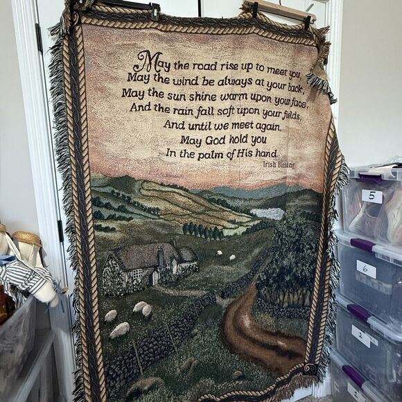 Irish Blessing Woven Tapestry Throw 50" X 70" with Celtic corner Knot Design - Picture 1 of 13